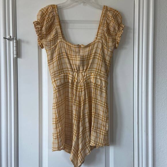 Capulet Flynn Romper Women's Size Medium Yellow & White Tie Front Plaid Romper - Picture 4 of 11